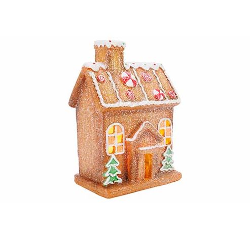 Kersthuis Cookie Led Excl 3xaaa Batt Bru In 17x11xh23cm Resin  Cosy @ Home