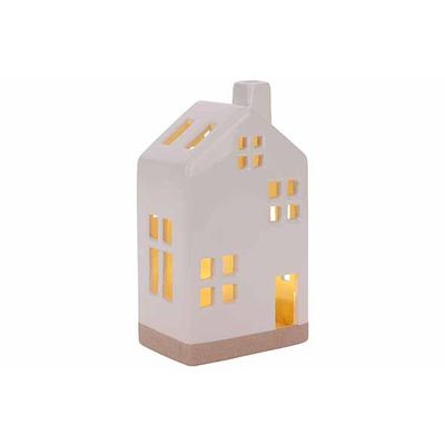 Lamp House Led Incl. 2x Lr44 Batt Wit 10 X7xh18cm Rechthoek Keramiek  Cosy @ Home