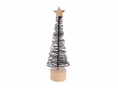 Kerstboom Loop Wood Base Zwart 10x10xh27 Cm Metaal