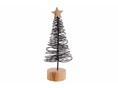 Kerstboom Loop Wood Base Zwart 8x8xh21cm  Metaal