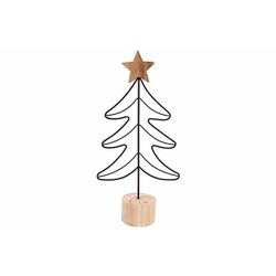 Kerstboom Wood Base Zwart 14x6xh25cm Met Aal 