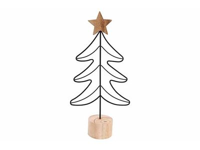 Kerstboom Wood Base Zwart 14x6xh25cm Met Aal