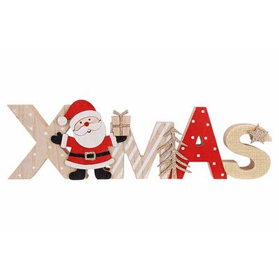 Deco Lettres Xmas Rouge Blanc 30x25xh9cm  Bois  Cosy @ Home