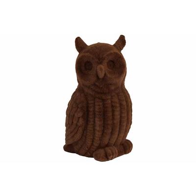 Uil Flocked Bruin 10x9xh16cm Kunststof   Cosy @ Home