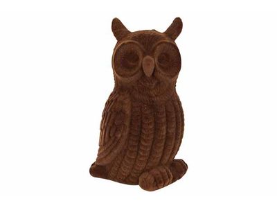 Uil Flocked Bruin 14x22xh11cm Kunststof 