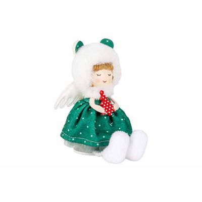 Fille Ange Vert 8x8xh16cm Polyester   Cosy @ Home