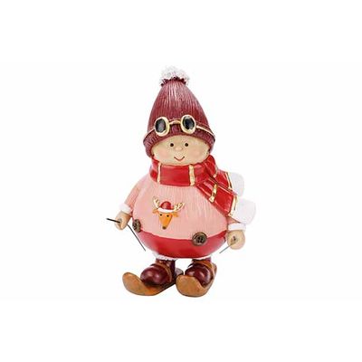 Skier Kid Bordeaux Roze 13x9xh20cm Polyr Esin  Cosy @ Home