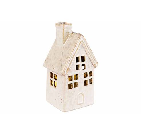 Huis Bruin 8x7xh16cm Porselein Incl.2xlr44 Batt  Cosy @ Home