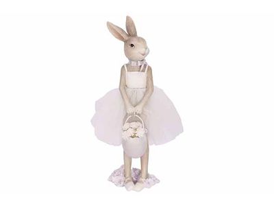 Konijn Bunny Girl Lichtgrijs 8,5x8,3xh25 ,4cm Langwerpig Polyresin