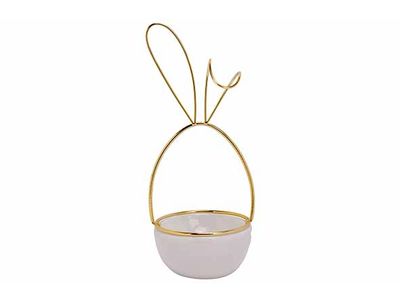 Schaaltje Rabbit Ears Golden Silhouette Wit 9x8xh20cm Andere Dolomiet