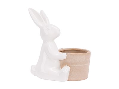 Konijn Rough Fl Pot Wit 15x9xh16,5cm And Ere Porselein