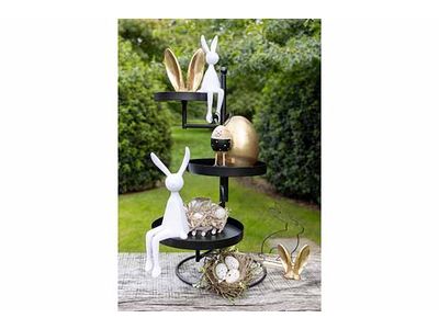Konijn Metal Ears On Stander Zwart 6x5,3 Xh18cm Langwerpig Hout