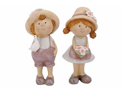 Kind Ass2 Boy-girl Flower Hat Wit-roze 6 ,5x5xh15,5cm Langwerpig Polyresin