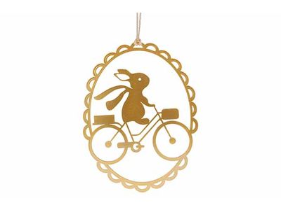 Hanger Rabbit On Bicycle Goud 25x,5xh18c M Ovaal Metaal