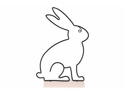 Konijn Sitting Wooden Stand Zwart 14,5x4 ,5xh24cm Langwerpig Metaal