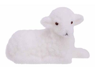 Schaap Flocked Wit 15x6,5xh10cm Kunststo F