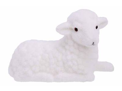 Schaap Flocked Wit 26x11xh16cm Kunststof 