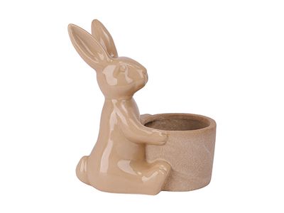Konijn Rough Fl Pot Taupe 15x9xh16,5cm A Ndere Porselein