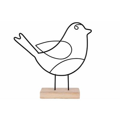 Oiseau Tail Up Wooden Stand Noir 15,5x4x H15cm Autre Metal  Cosy @ Home