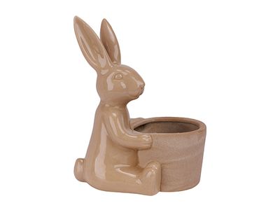 Konijn Rough Fl Pot Taupe 19,2x12,7xh23, 8cm Andere Porselein