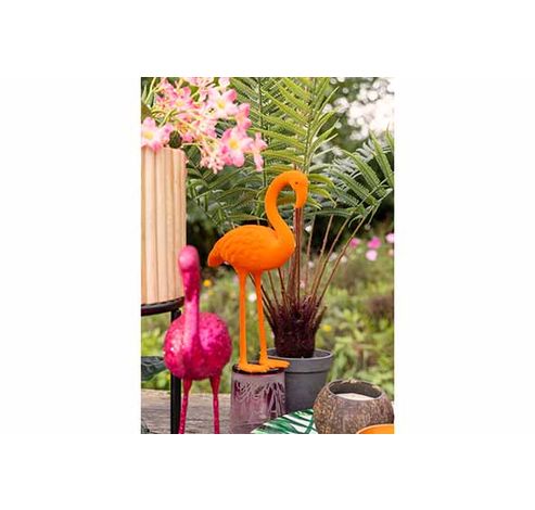 Flamingo Flocked Orange 21x7xh28cm Plast Ic  Cosy @ Home