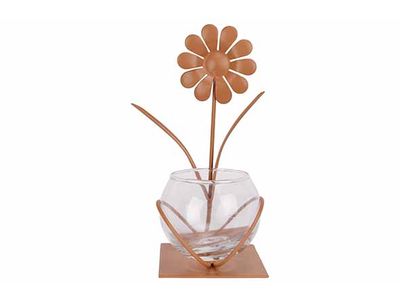Bloem Tl-holder Bruin 9x7xh16,5cm Langwe Rpig Metaal