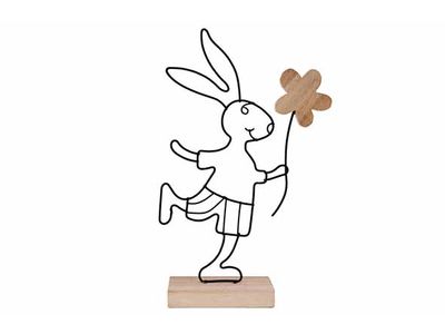 Konijn Flower Wooden Stand 13,5x4xh20,5c M Langwerpig Metaal