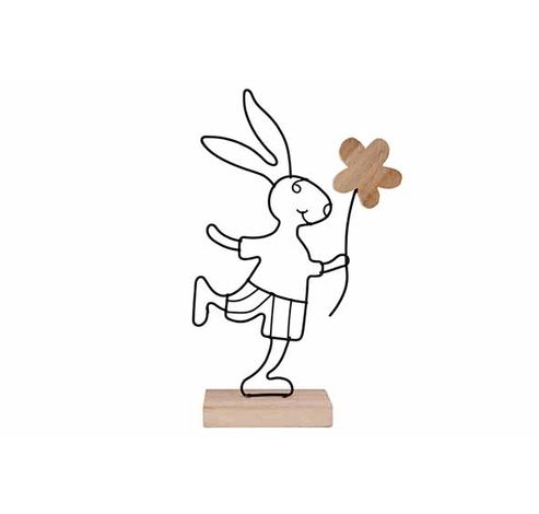 Lapin Flower Wooden Stand 13,5x4xh20,5cm  Allonge Metal  Cosy @ Home