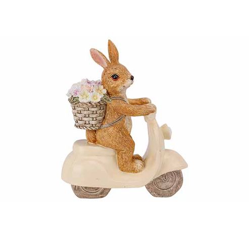 Lapin On Vespa Flower Basket Multi-color E 11,5x5xh14cm Allonge Polyresine  Cosy @ Home