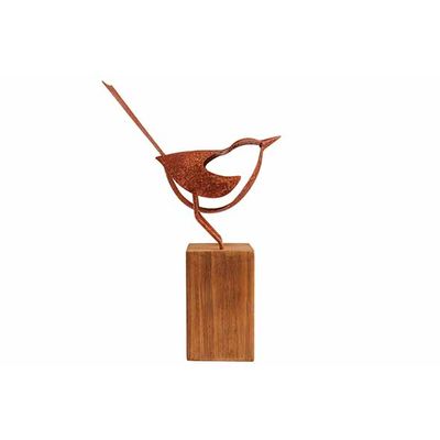 Oiseau Silhouette On Wooden Cube Rouille  17,5x6,5xh25,5cm Autre Metal  Cosy @ Home