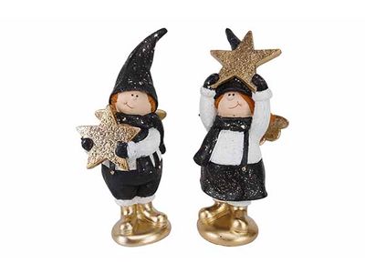 Kind Star Ass2 Golden Details Zwart 9x8x H19,5cm Andere Polyresin