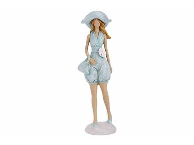 Dame Beach Dress Blauw 5,5x5xh21,5cm Lan Gwerpig Polyresin