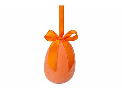 Paasei Hanger Flocked Oranje 8x8xh12cm K Unststof
