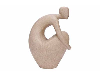 Zittend Human Scultpure Beige 29,3x18,4x H40,3cm Polyresin