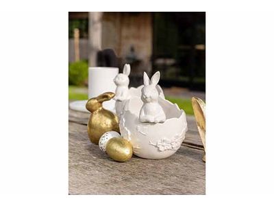 Bol Egg-shaped Bunny Blanc 12,8x13,3xh15 ,6cm Allonge Dolomite