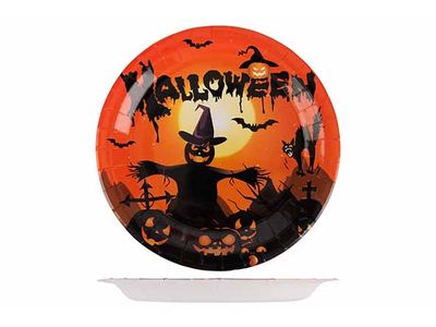 Assiette Set12 Halloweendeco Noir Oran Ge D22,5cm Carton