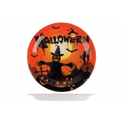 Assiette Set12 Halloweendeco Noir Oran Ge D22,5cm Carton 