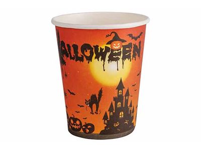 Gobelet Set12 Halloweendeco Noir Orang E 7x7xh9cm Carton