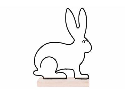 Konijn Lying Wooden Stand Zwart 12x4xh16 ,5cm Langwerpig Metaal