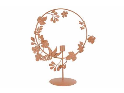 Staander Leaves Candle Holder Bruin 33x1 2xh36cm Rond Metaal