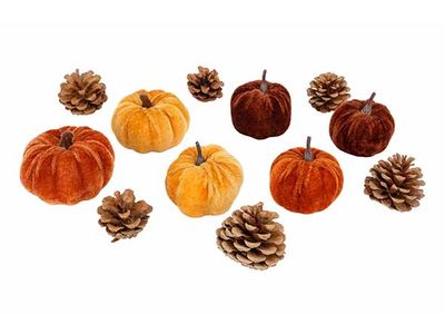 Citrouille Set12 Mix Pine Cones Brun 15x 15xh15cm Plastic