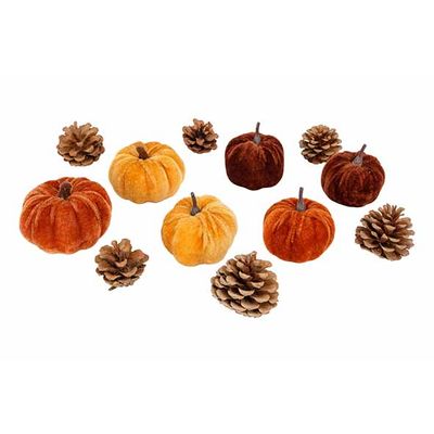 Citrouille Set12 Mix Pine Cones Brun 15x 15xh15cm Plastic  Cosy @ Home