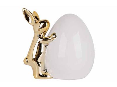Ei  Golden Rabbit Wit 11x8xh10cm Ovaal D Olomiet
