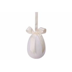 Cosy @ Home Oeuf De Paques Hanger Flocked Blanc 8x8x H12cm Plastic 