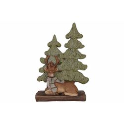 Cosy @ Home Scene Deer Xmas Trees Multi-colore 20x7, 5xh28cm Autre Polyresine 