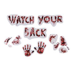 Cosy @ Home Decosticker Bloody Watch Your Back Rood 40xh18cm Pvc 