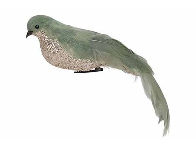 Vogel Clip Feathers Champagne Groen 7x24 Xh7cm Andere Veren