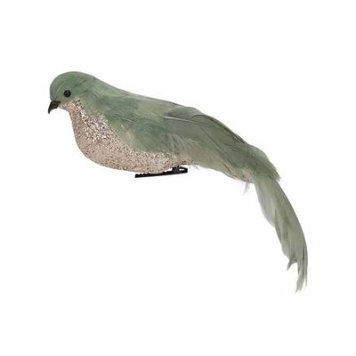 Oiseau Clip Feathers Champagne Vert 7x24 Xh7cm Autre Plumes  Cosy @ Home