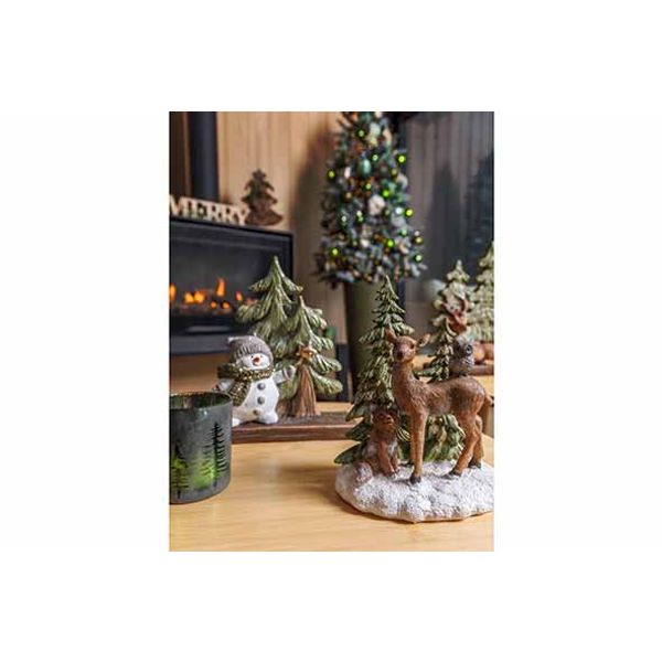 Tafereel Xmas Trees Animals Multi-kleur 14x10xh18,5cm Andere Polyresin 