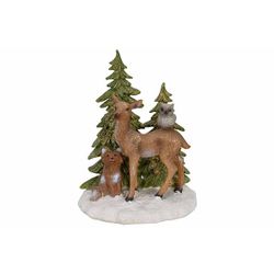 Tafereel Xmas Trees Animals Multi-kleur 14x10xh18,5cm Andere Polyresin 